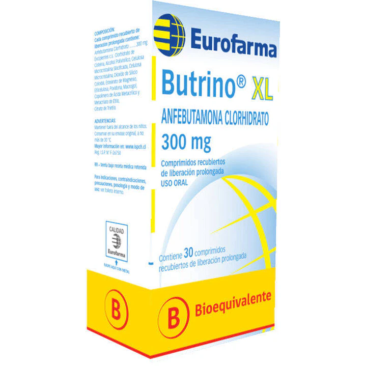 Butrino XL 300 mg Anfebutamona Clorhidrato x 30 comprimidos recubiertos de liberacion prolongada 2