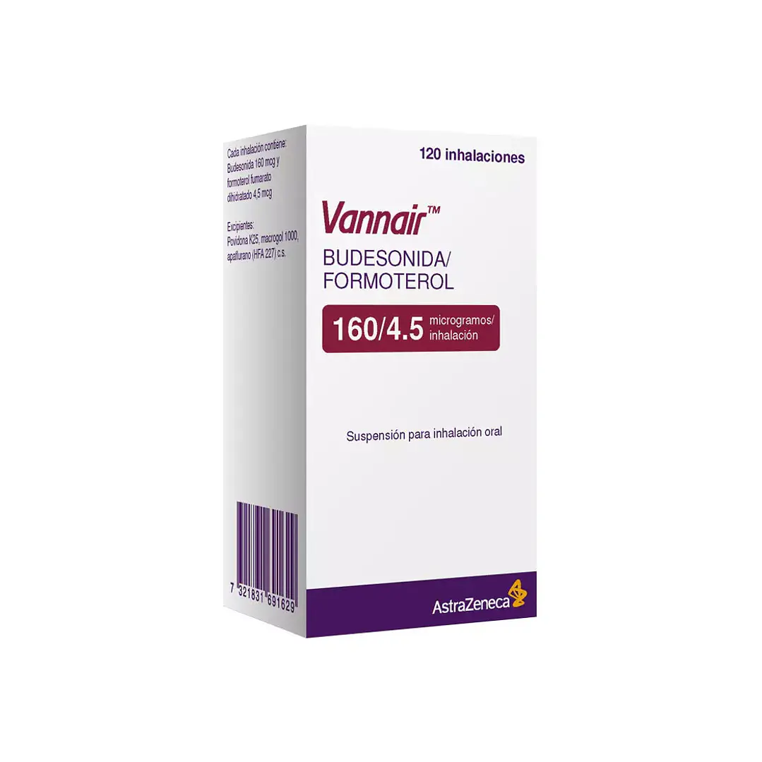 Vannair 160 mcg/4.5 mcg/dosis Budesonida/Formoterol Suspensión para inhalación x 120 inhalaciones  1