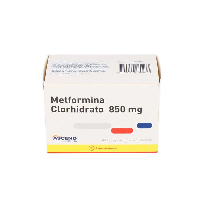 Metformina Clorhidrato 850 mg x 60 Comprimidos Recubiertos 1