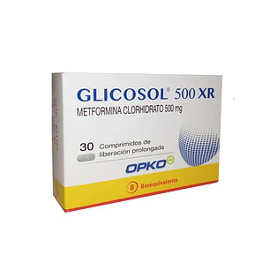 Glicosol 500 XR Metformina clorhidrato 500 mg x 30 Comprimidos de Liberación Prolongada