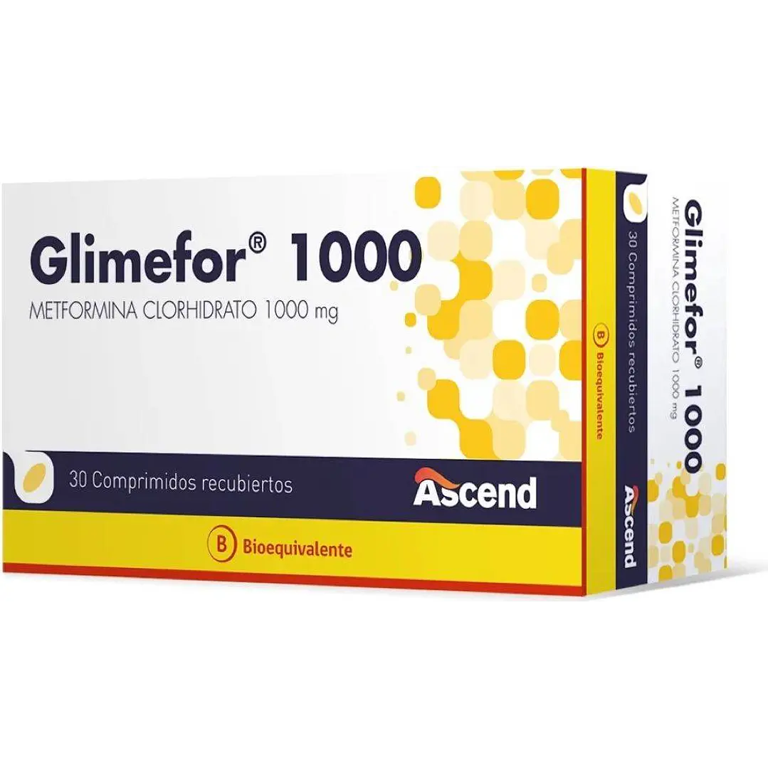 Glimefor 1000 Metformina clorhidrato 1000 mg x 30 Comprimidos Recubiertos 1