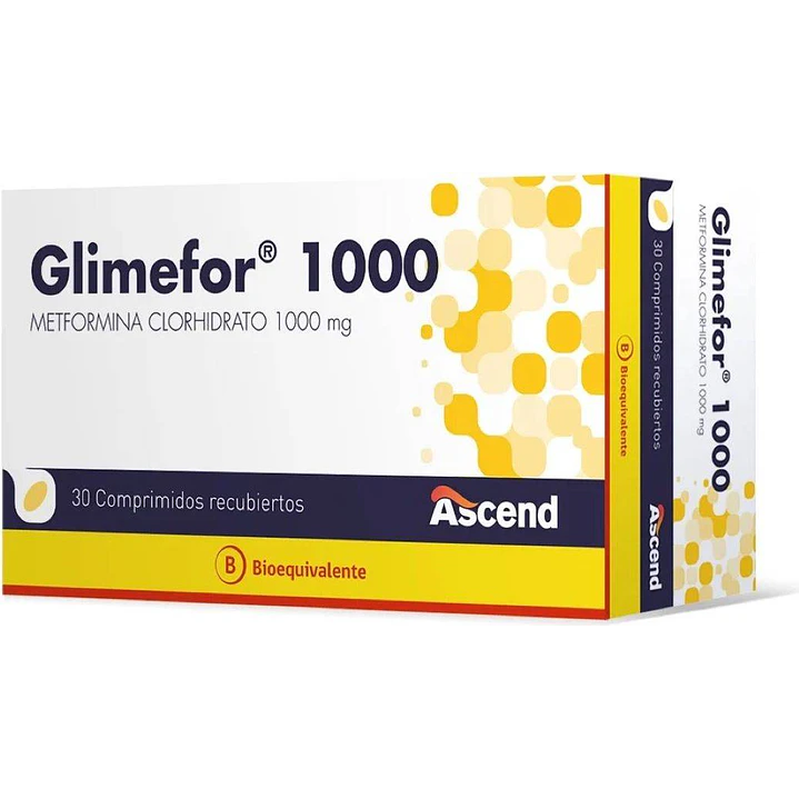 Glimefor 1000 Metformina clorhidrato 1000 mg x 30 Comprimidos Recubiertos 1
