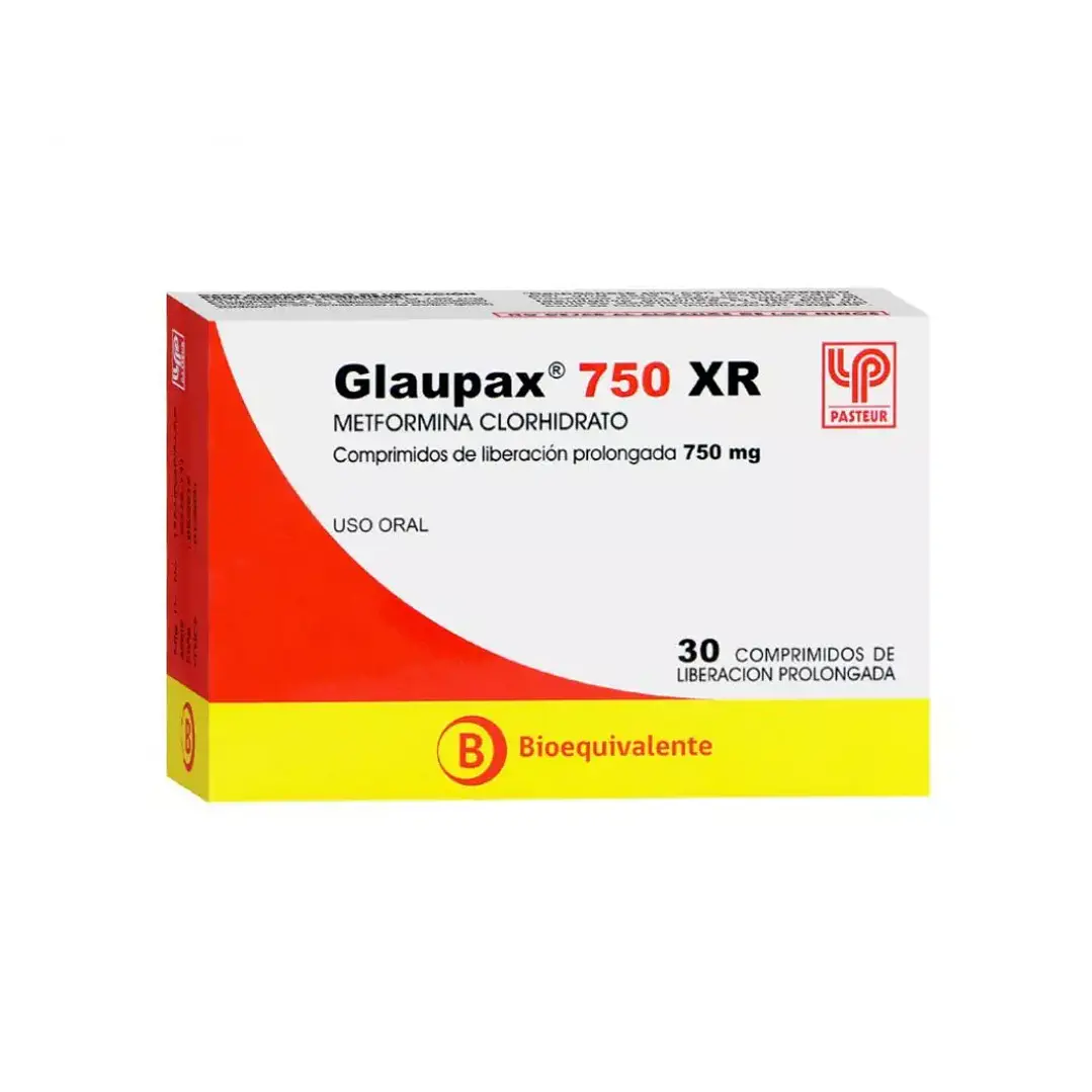 Glaupax 750 XR Metformina Clorhidrato x 30 Comprimidos de Liberación Prolongada 1