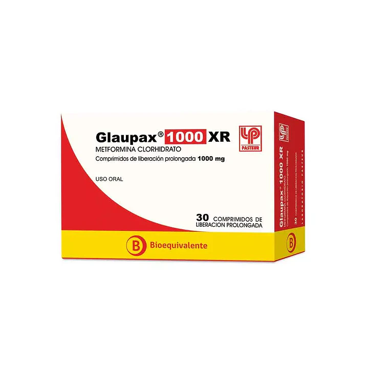 Glaupax 1000 XR Metformina Clorhidrato x 30 Comprimidos de Liberación Prolongada 1