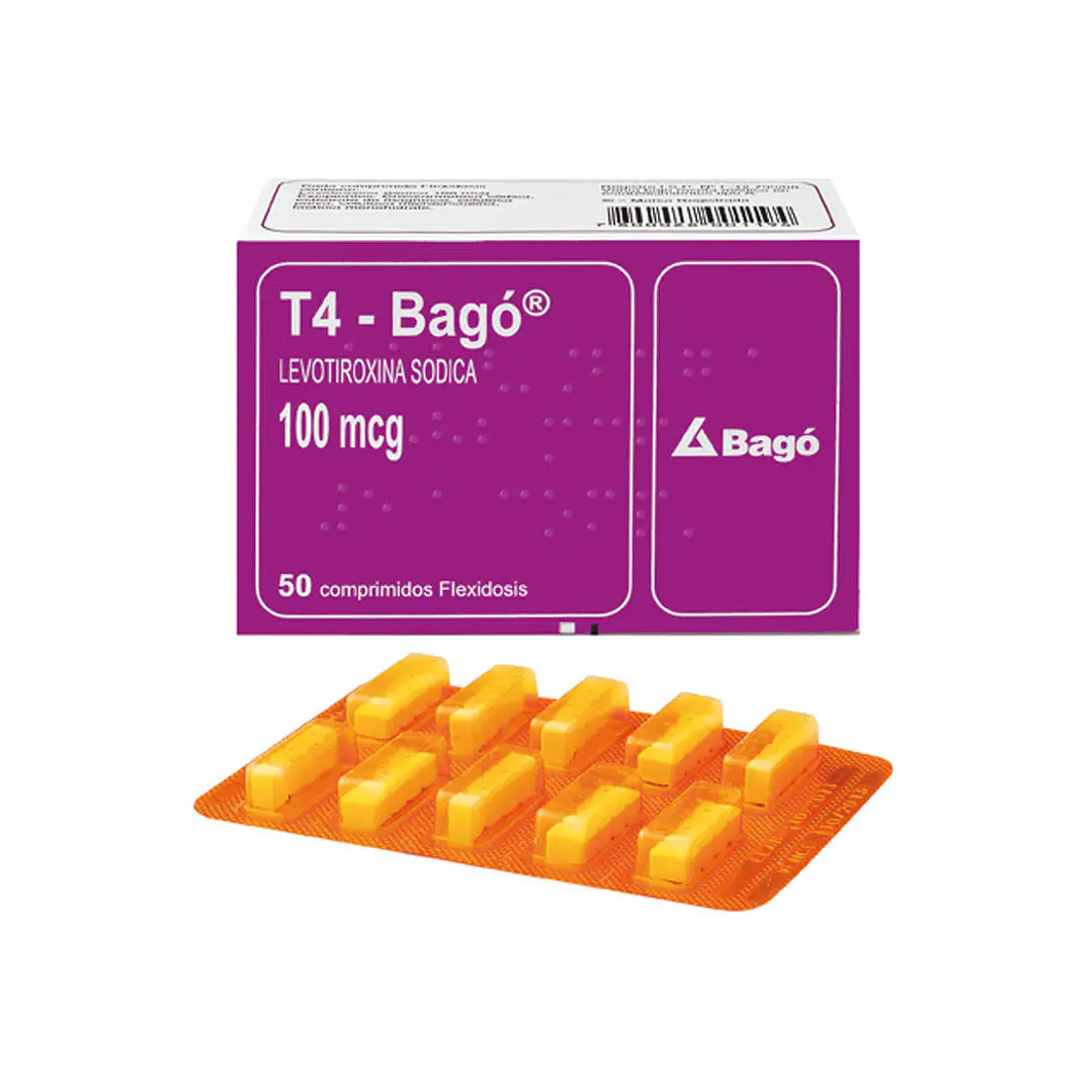 T4 100 mcg Levotiroxina sódica x 50 comprimidos 1