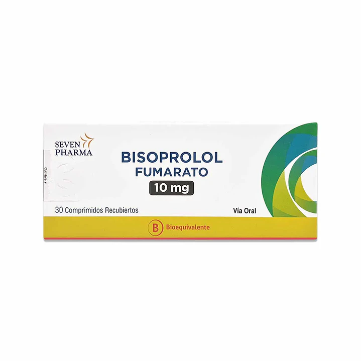 Bisoprolol Fumarato 10 mg x 30 comprimidos recubiertos Seven Pharma 1