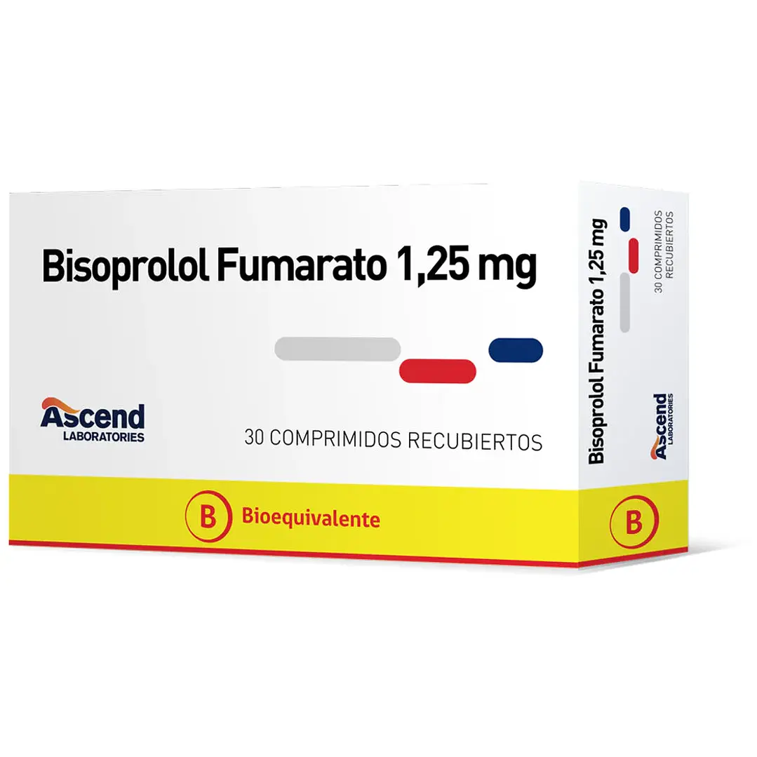 Bisoprolol Fumarato 1.25 mg x 30 comprimidos recubiertos Ascend 1