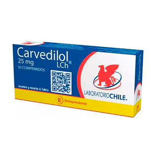 Carvedilol 25 mg Lab Chile x 30 comprimidos