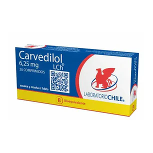 Carvedilol 6.25 mg Lab. Chile x 30 comprimidos