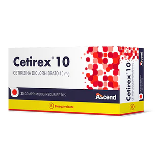 Cetirex 10 Cetirizina Diclorhidrato 10 mg x 30 comprimidos rec Ascend