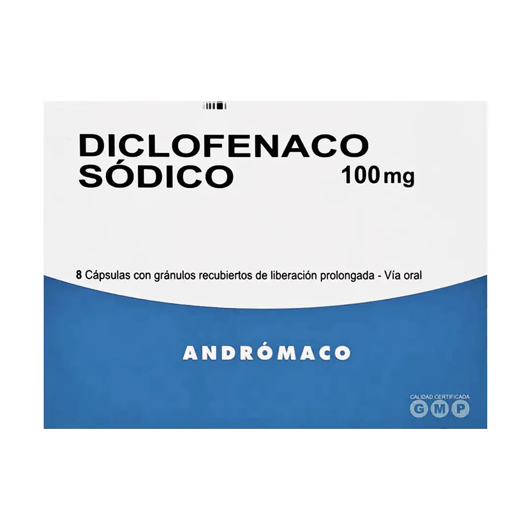 Diclofenaco Sódico 100 mg x 8 Cápsulas con gránulos recubiertos LP Andrómaco 1