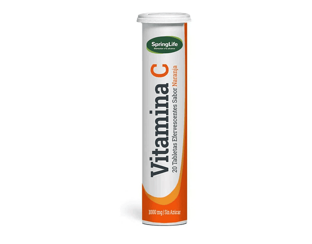 Vitamina C 1000 mg x 20 Tabletas Efervescentes Naranja. Springlife