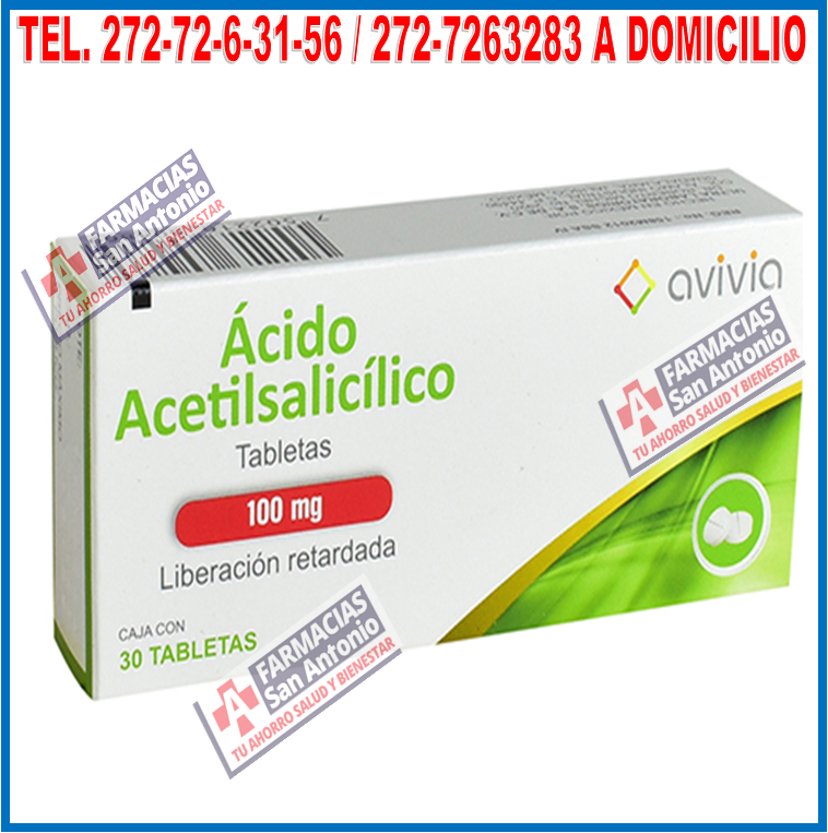 Acido acetilsalicilico 100mg 30tabletas liberación retardada