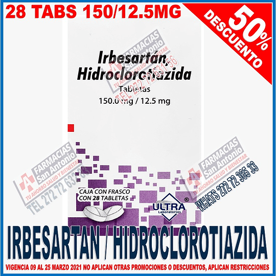 Irbesartan Hidroclortiazida 150/12.5mg   28tab