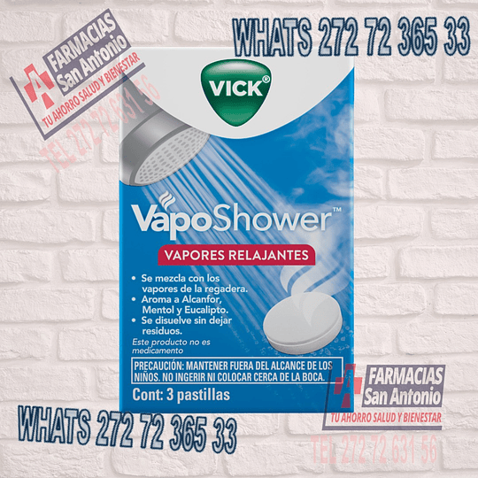 Vapo Shower Vapores relajantes Caja 3 pastillas