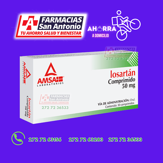 Losartan 50mg 30Tabletas amsa