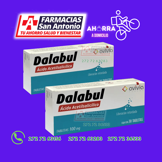 Acido acetilsalicilico 100mg 30tabletas liberación retardada Dalabul