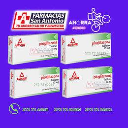 Pioglitazona 15mg  (7 tabletas ) promo 4 cajas