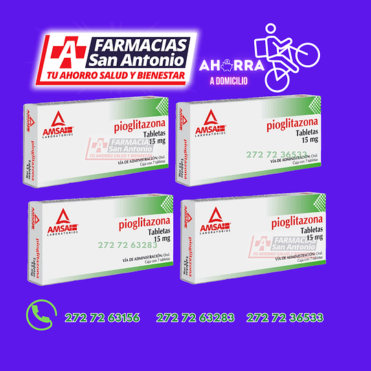 Pioglitazona 15mg  (7 tabletas ) promo 4 cajas