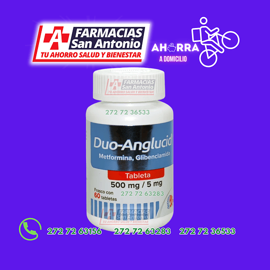 Metformina Glibenclamida 500MG/5MG 60 TABLETAS Promoción