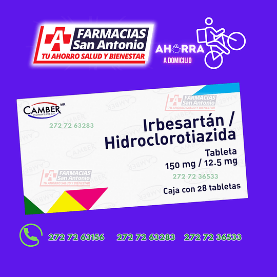Irbesartan Hidroclortiazida 150/12.5mg   28tab