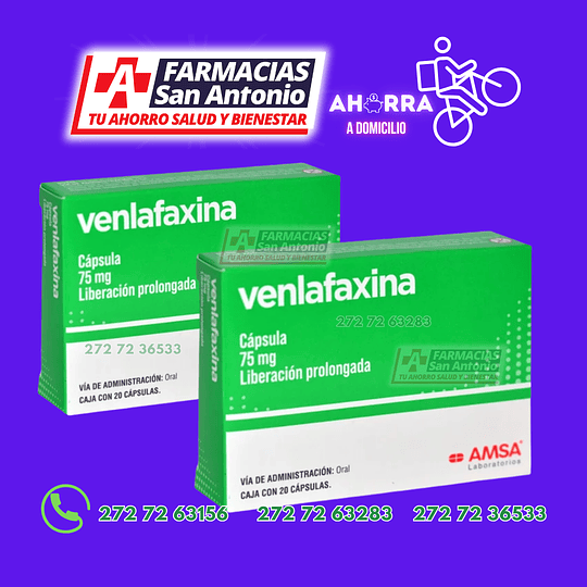 Venlafaxina 75mg 20 CAPSULAS  promocion 2 cajas