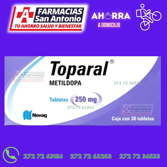 Metildopa 250mg Toparal 30tabletas