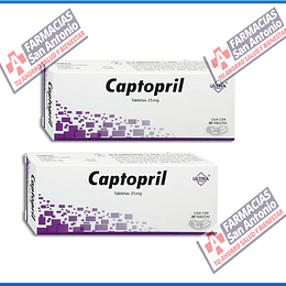 Captopril 25mg 30 tabletas 2 CAJAS PROMOCION