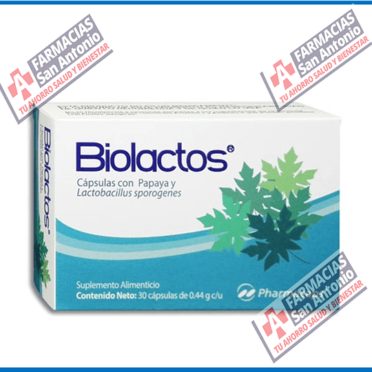Biolactos capsulas con papaya lactobacillus sporogenes  30 capsulas Promoción