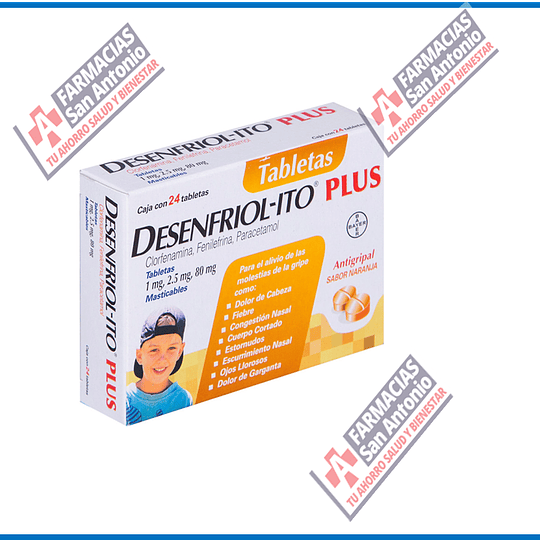 Desenfriolito plus infantil 24 tab sabor naranja