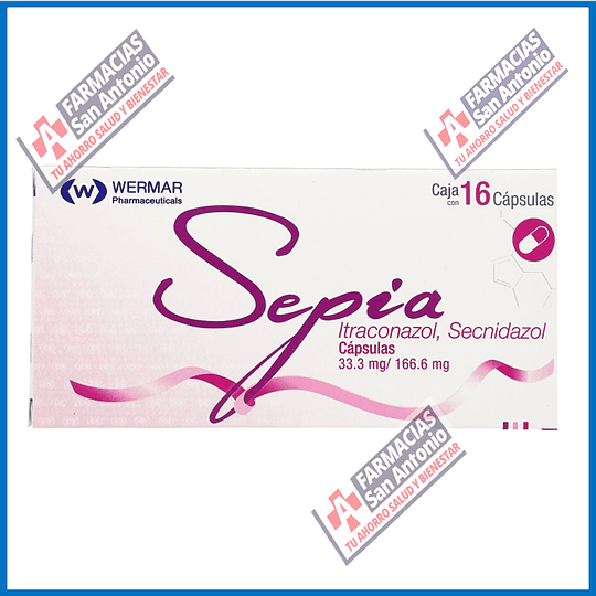 Sepia (itraconazol,secnidazol) 16capsulas 33/166.6mg Promoción