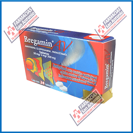 Bregamin AV 24tabletas  (amantadina, clofernamina, paracetamol)  50mg/3mg/300mg promoción