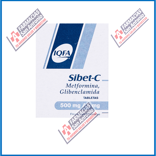 Sibet-C METFORMINA ,GLIBENCLAMIDA 500MG/5MG 60 TABLETAS Promoción
