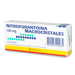 Nitrofurantoina Macrocristales 100 mg 10 cápsulas