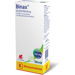 Binax (Bioequivalente) Duloxetina 60mg 28 Cápsulas de Recubrimiento Entérico