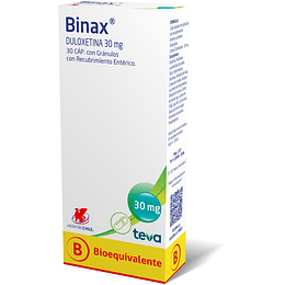 Binax (Bioequivalente) Duloxetina 30mg 28 Cápsulas de Recubrimiento Entérico