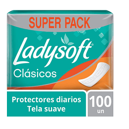 Protectores diarios Ladysoft Clásicos tela suave normales talla única 100 unid.