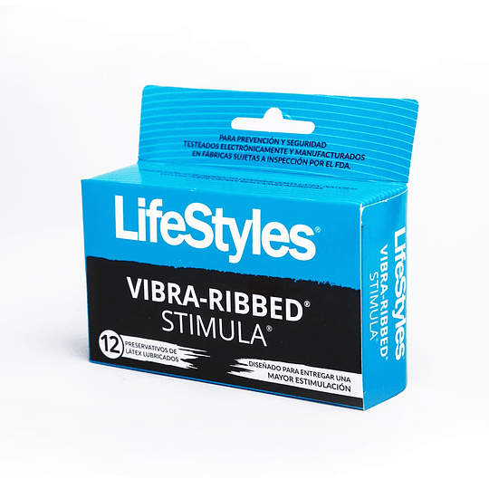 LIFESTYLES Preservativos Vibra Ribbed Stimula 12 Condones Preservativos
