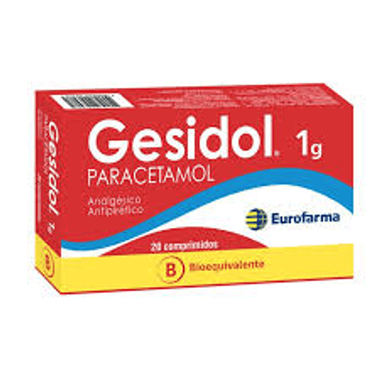 Gesidol (Bioequivalente) Paracetamol 1g 20 Comprimidos