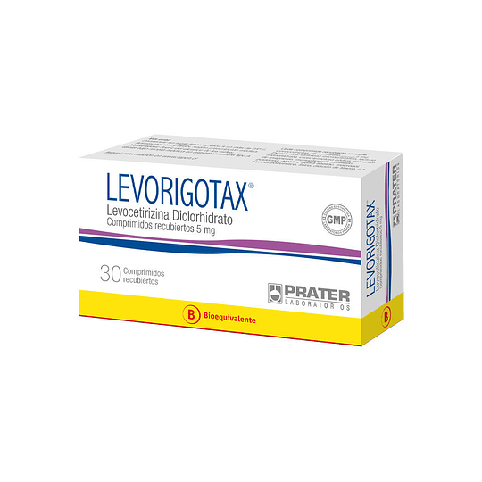 Levorigotax (Bioequivalente) Levocetirizina 5mg 30Comprimidos Recubirtros
