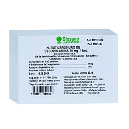 N BUTILBROMURO ESCOPOLAMINA 20mg por 1ml por 5 amplollas