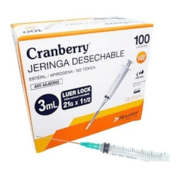 CRANBERRY JERINGA 3 CC 21X1 1/2 LOCK UND X 100