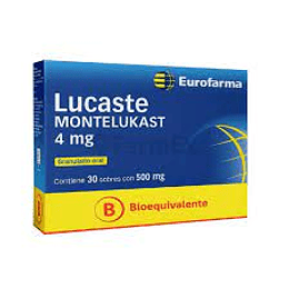 Lucaste (B) Montelukast 4mg Granulado Oral 30 Sobres