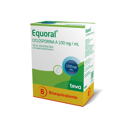 Equoral (Bioequivalente) Ciclosporina 100mg/ml Jarabe 50ml Solucion