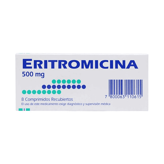ERITROMICINA COM 500 MG X 8 MINT	