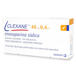 Clexane 40 mg / 0,4 ml  2 Jeringas inyectables