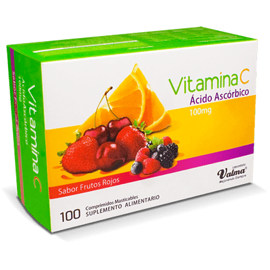 Vitamina C Frutos Rojos 100 Mg., 100 Comprimidos