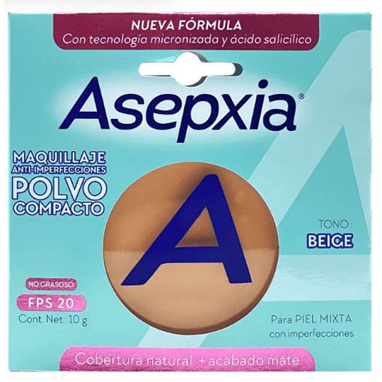 ASEPXIA MAQUILLAJE POLVO COMP BEIGE MEDIANO N 10 GR