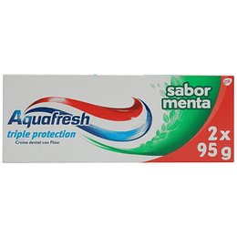 AQUAFRESH PACK CREMA DENTAL TRIPLE ACCION SABOR MENTA C/FLUOR 95GR X2