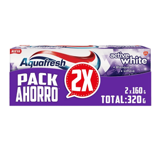 AQUAFRESH PACK ACTIVE WHITE 2 X 160 GR